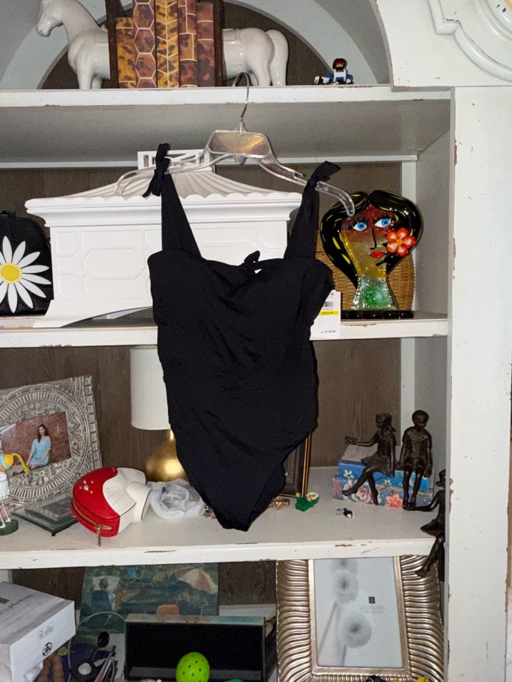 Becca Medium M black one piece swimsuit color code tie shoulder Emma - Picture 2 of 5